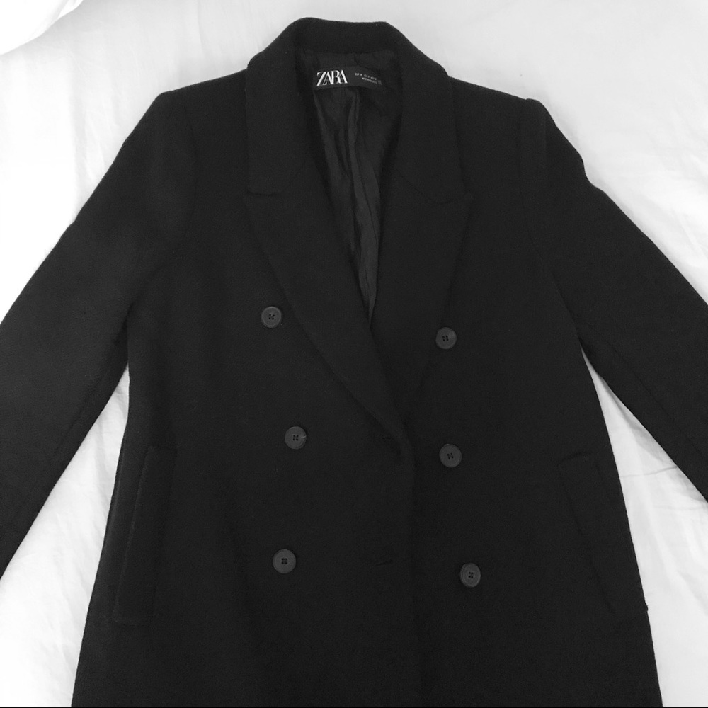 SOLD | Zara black wool double breasted pea coat - Picture 5 of 10